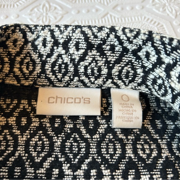 Chico’s Diamond Jacquard Moto Jacket Sz 4 EUC - Picture 6 of 16